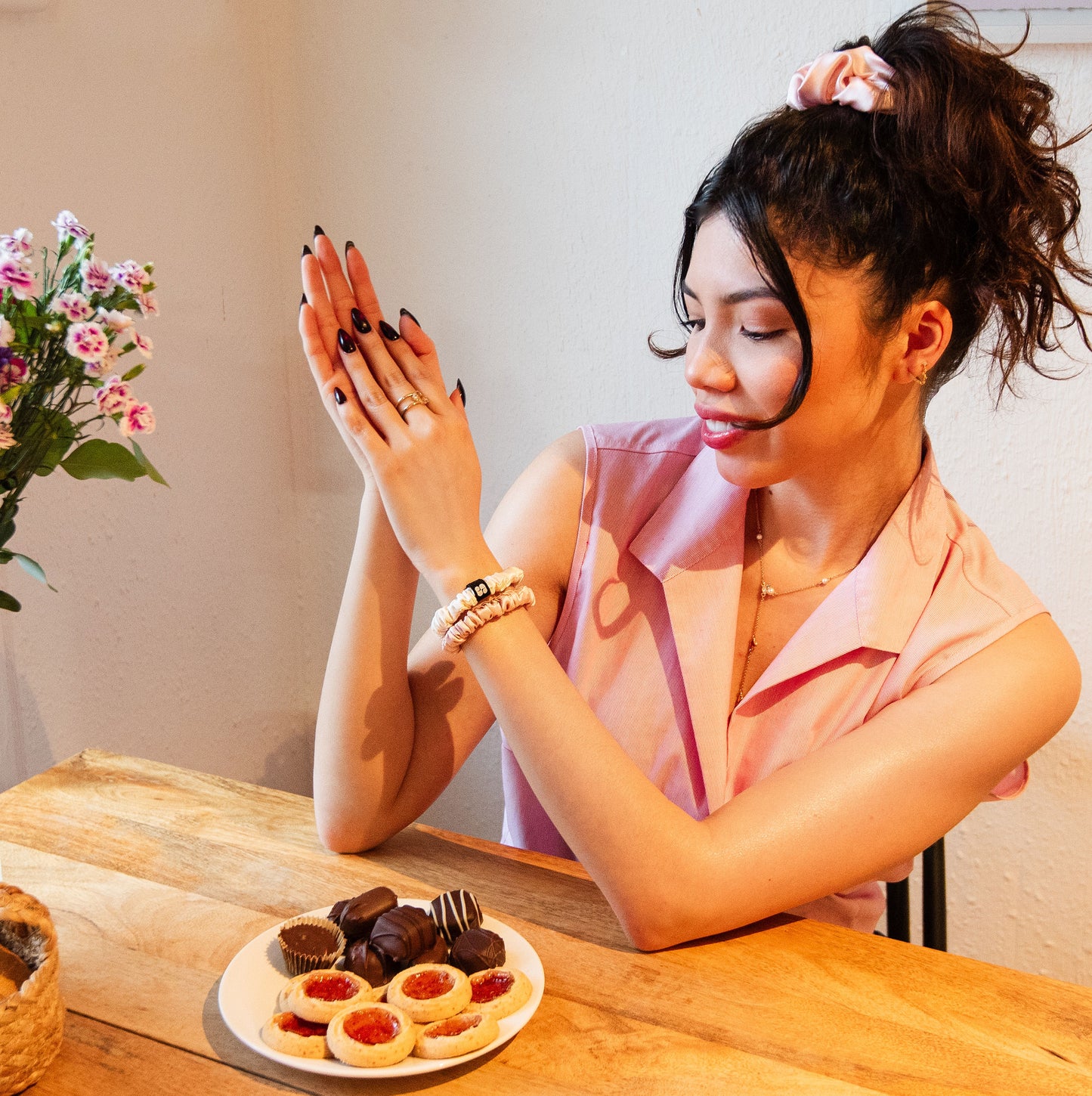 Blushing Satin Scrunchie Set
