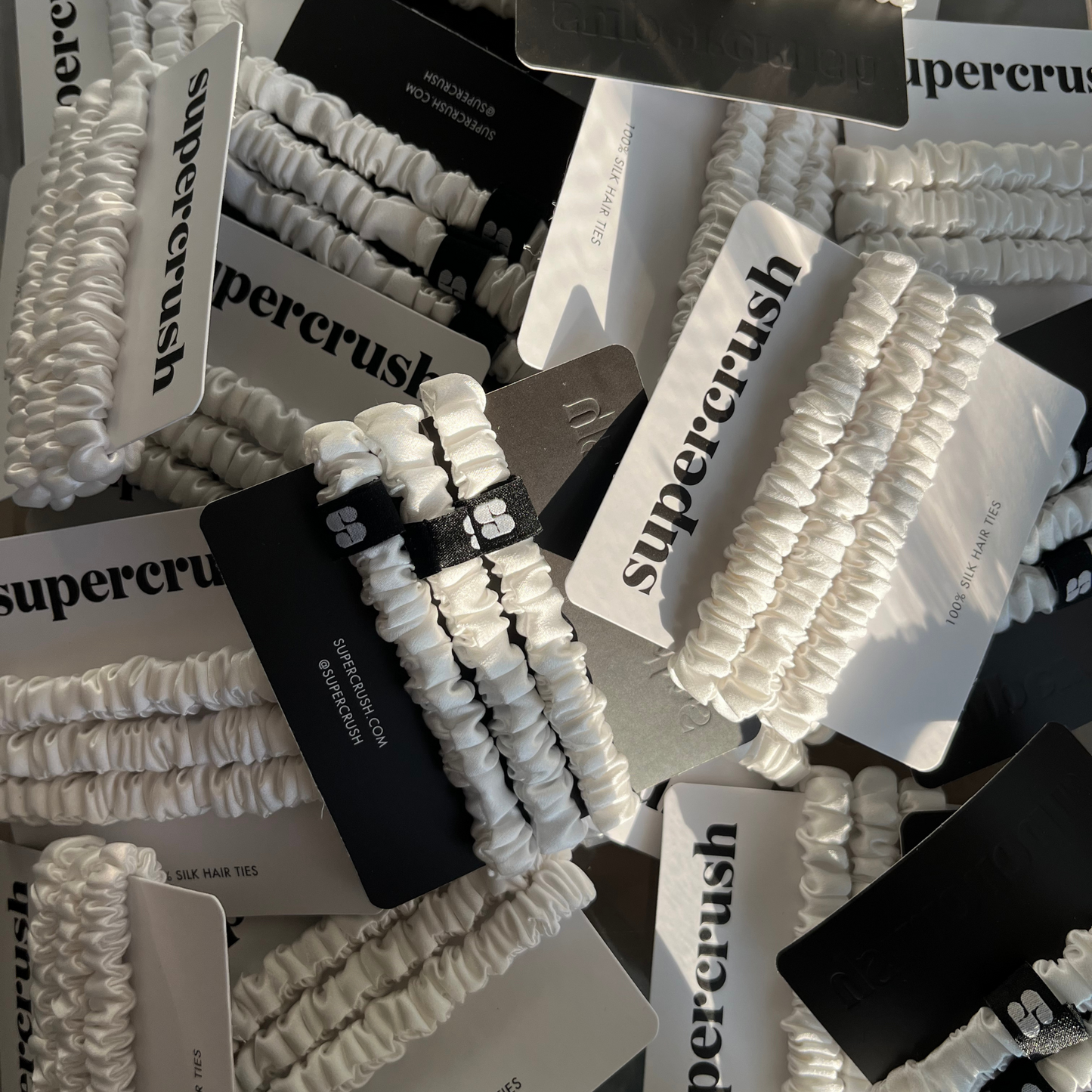 Silk Hair Ties | White