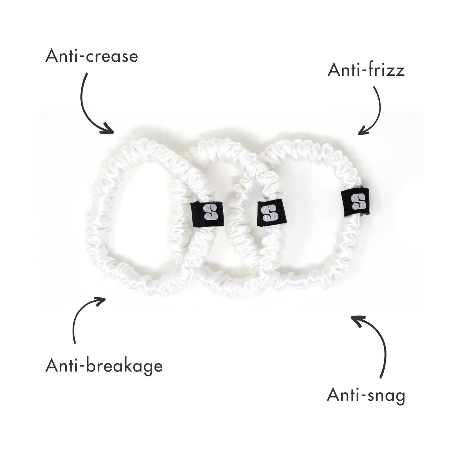 Silk Hair Ties | White