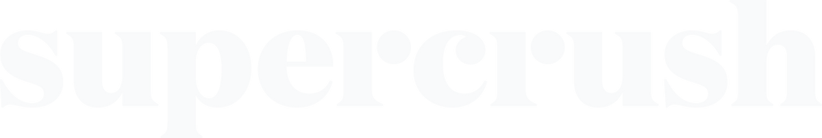 Supercrush wordmark in light grey